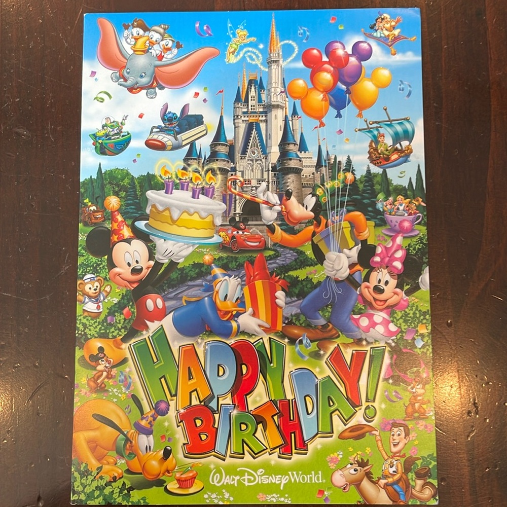 Walt Disney World Happy Birthday Autographed Card